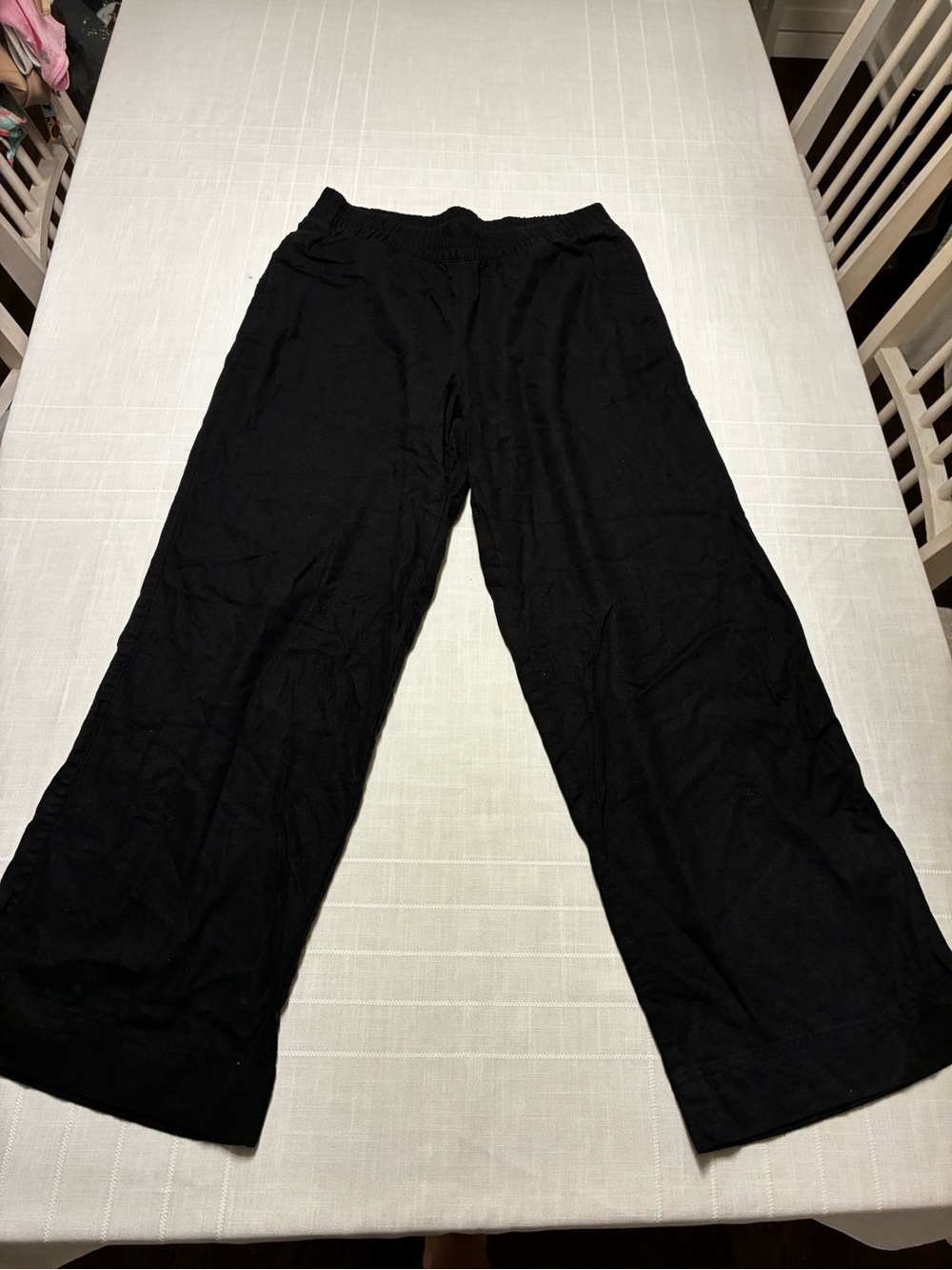 Old Navy Black Wide-Leg High Rise Linen Pants Women’s Size L Tall